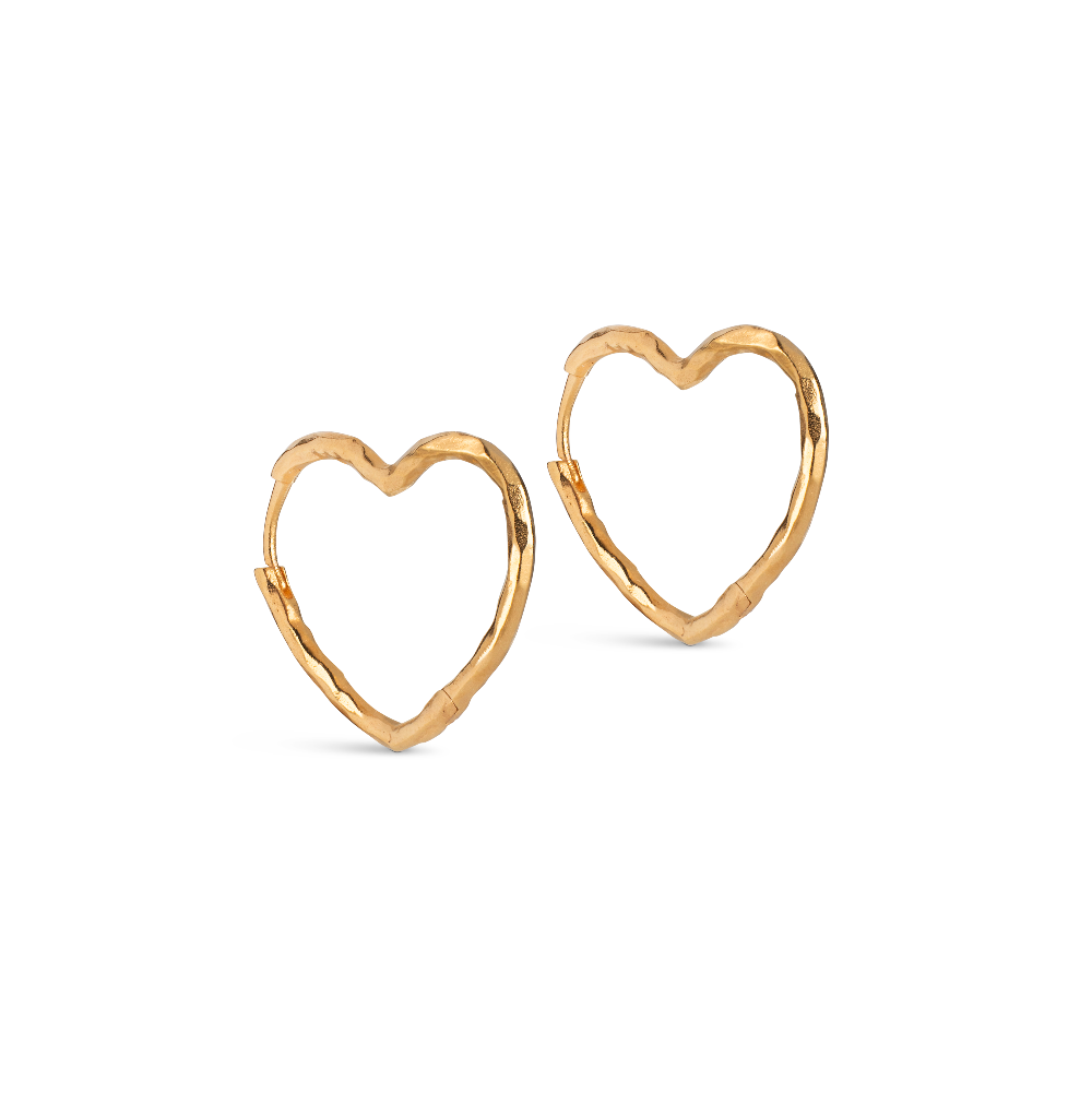 Enamel Organic Heart Medium Hoops I Forgyldt Sølv