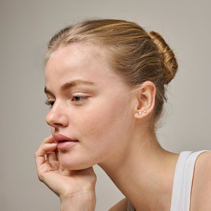 Enamel Mini Sunshine Stud Steel Blue