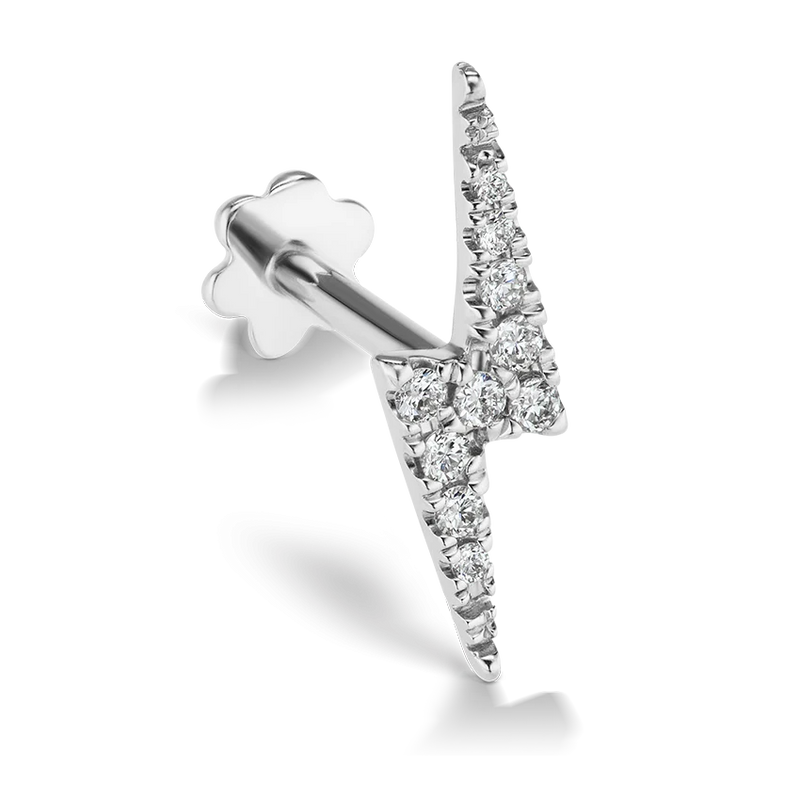 MARIA TASH 11mm Diamond Lightning Bolt Threaded Stud Hvidguld