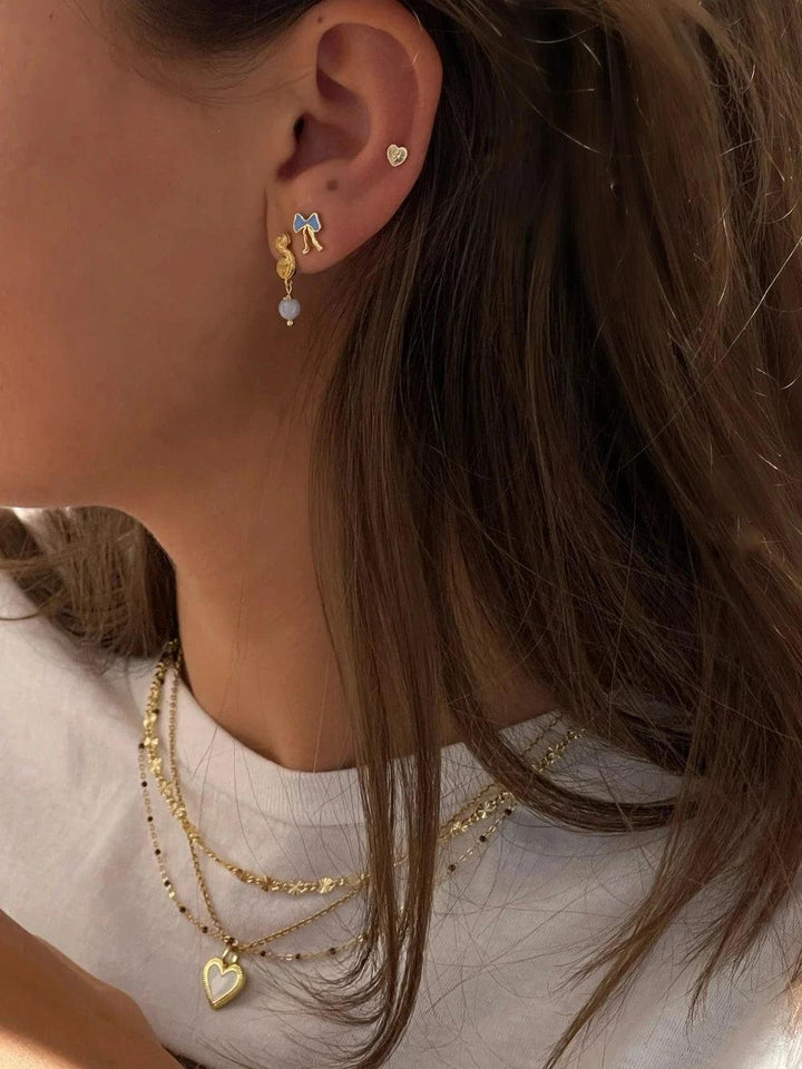 Jeberg Petite Bow Blue Stud - Sløjfe Ørestikker - Øreringe - 52810