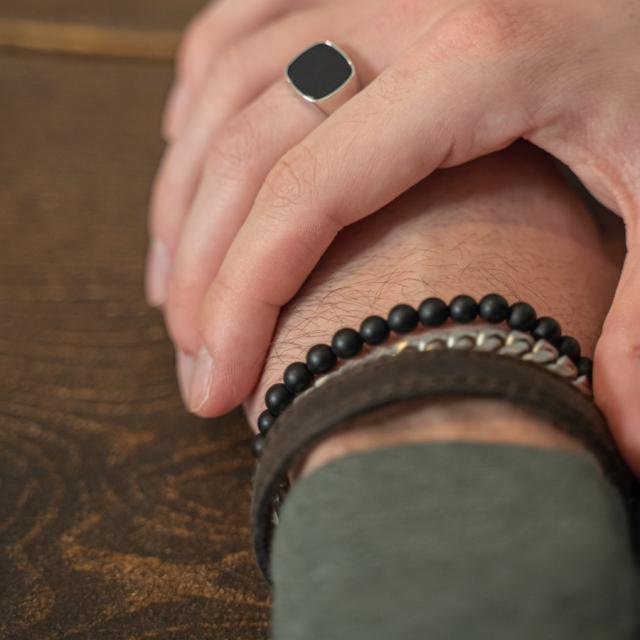 Son Of Noa Herrering I Sølv Med Onyx - Ringe - 106700009-001