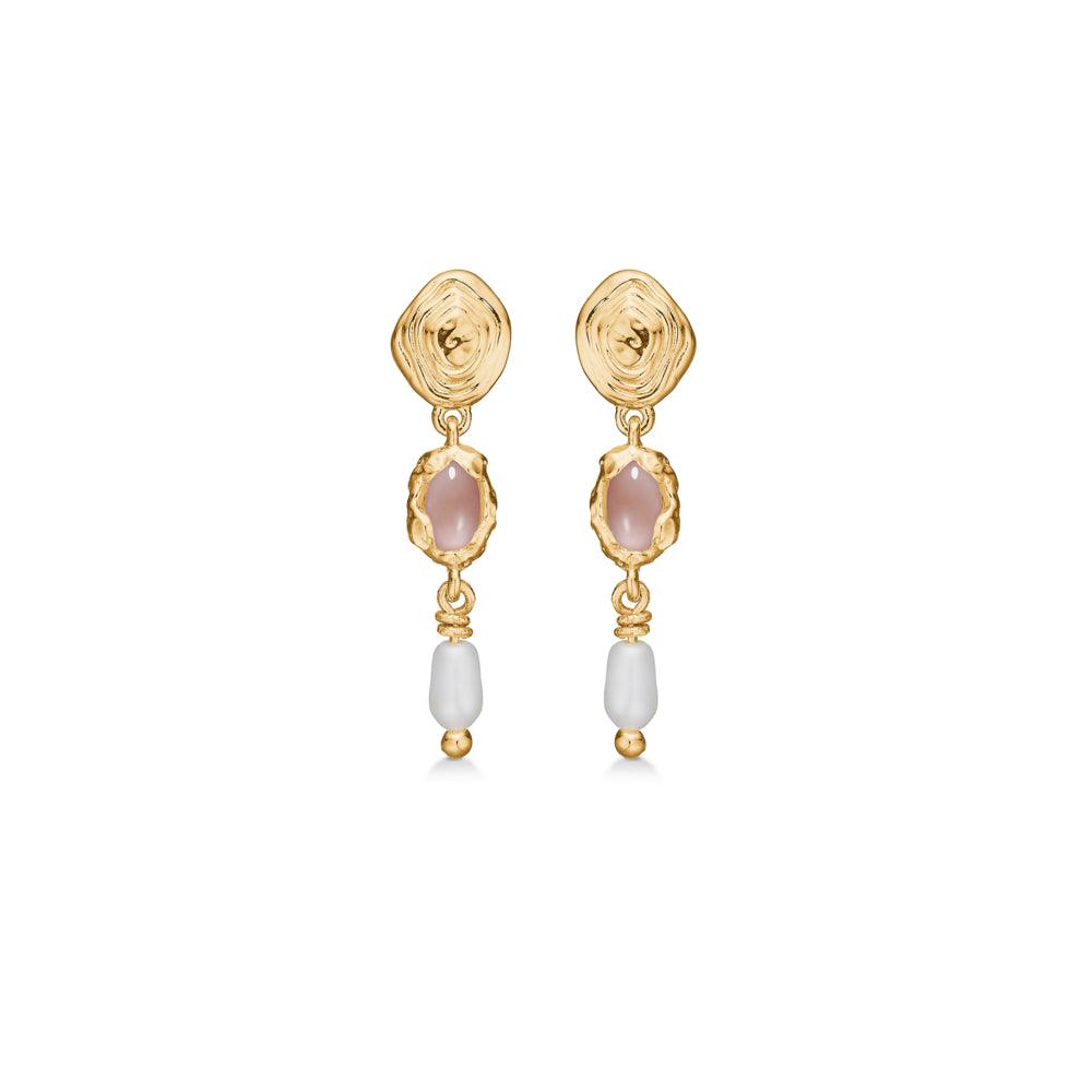 Studio Z Forgyldt Shell Øreringe Med Rosa Zirkonia - Øreringe - 7217879