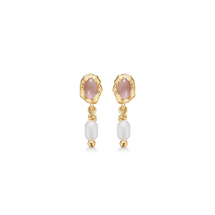 Studio Z Forgyldte Shell Øreringe med Rosa Zirkonia - Øreringe - 7217878