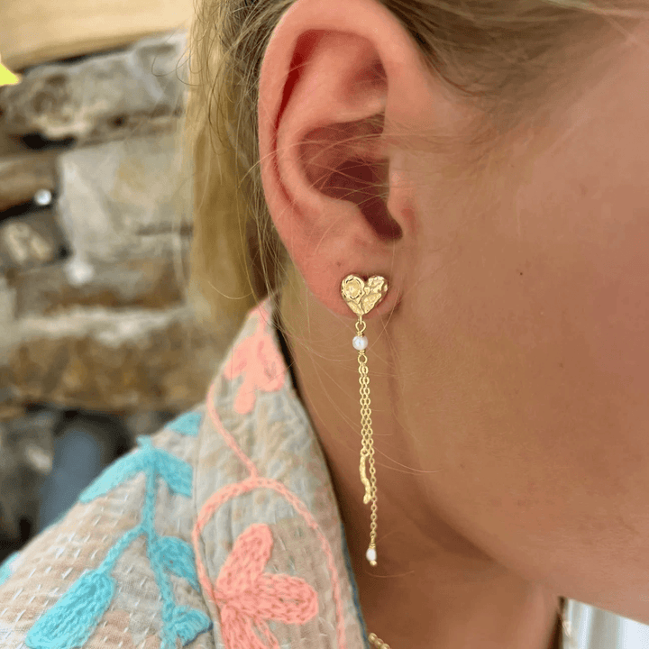 Wioga Cathrine Forgyldte Hjerte Øreringe - Øreringe - E-8802-GP