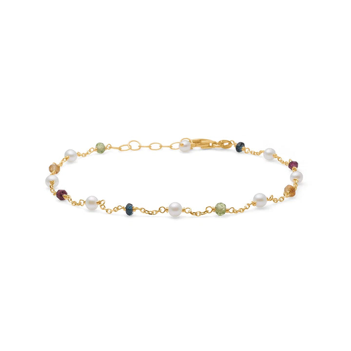 Mads Z Blossom Armbånd i 14 kt. Guld m. Peridot & Perler