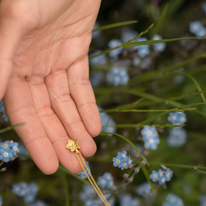 Flora Danica Forglemmigej Forgyldt Halskæde – produktbillede 2