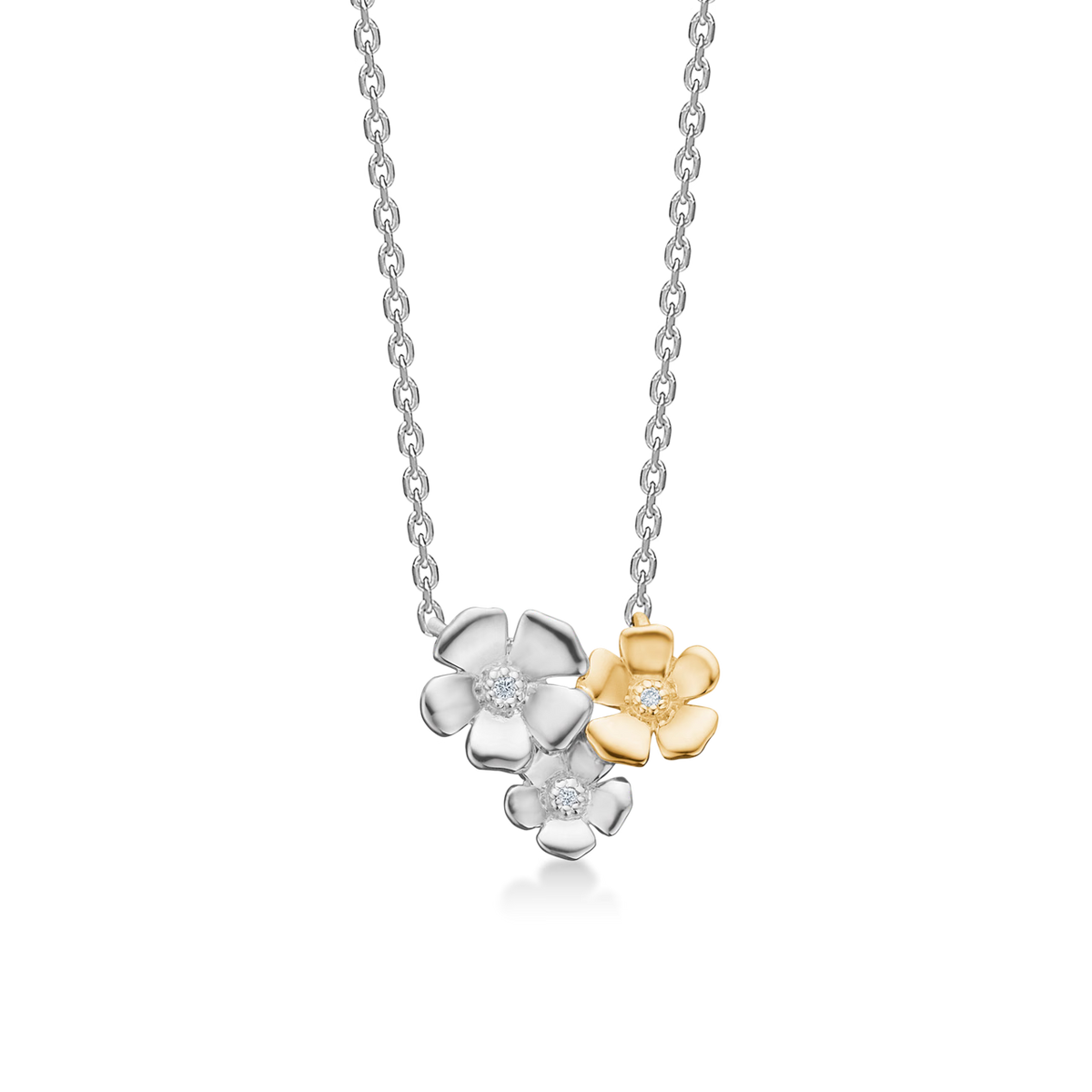Mads Z Fleur Halskæde i Sølv & Guld med Diamanter