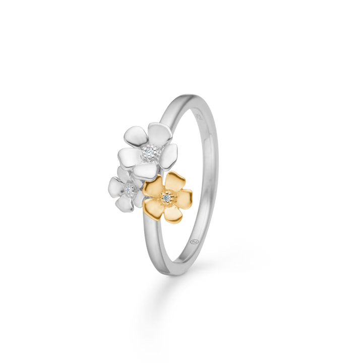 Mads Z Fleur Ring i Sølv & Guld med Tre Blomster