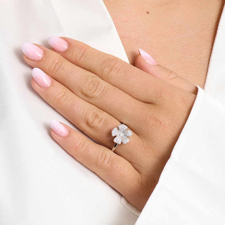 Mads Z Fleur Sølv Ring m. Pavésatte Zirkonia