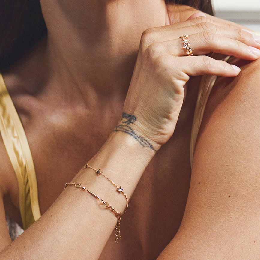 Mads Z Vesper 14kt Guld Armbånd Med Stjerner 0.07ct W/si