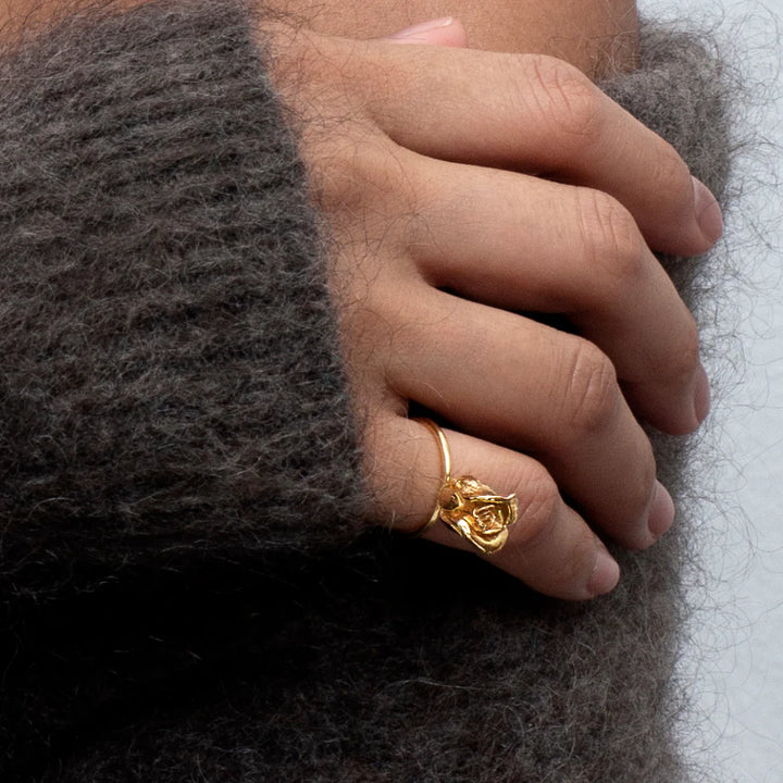 Flora Danica Rose Statement Ring Forgyldt