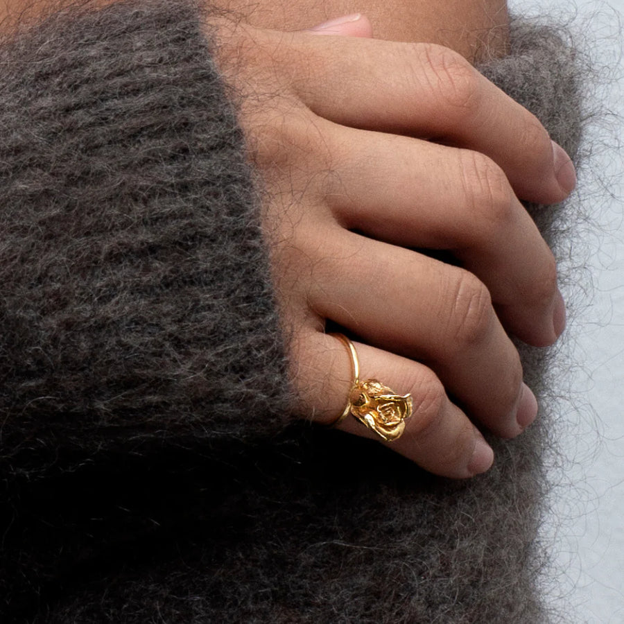 Flora Danica Rose Statement Ring Forgyldt