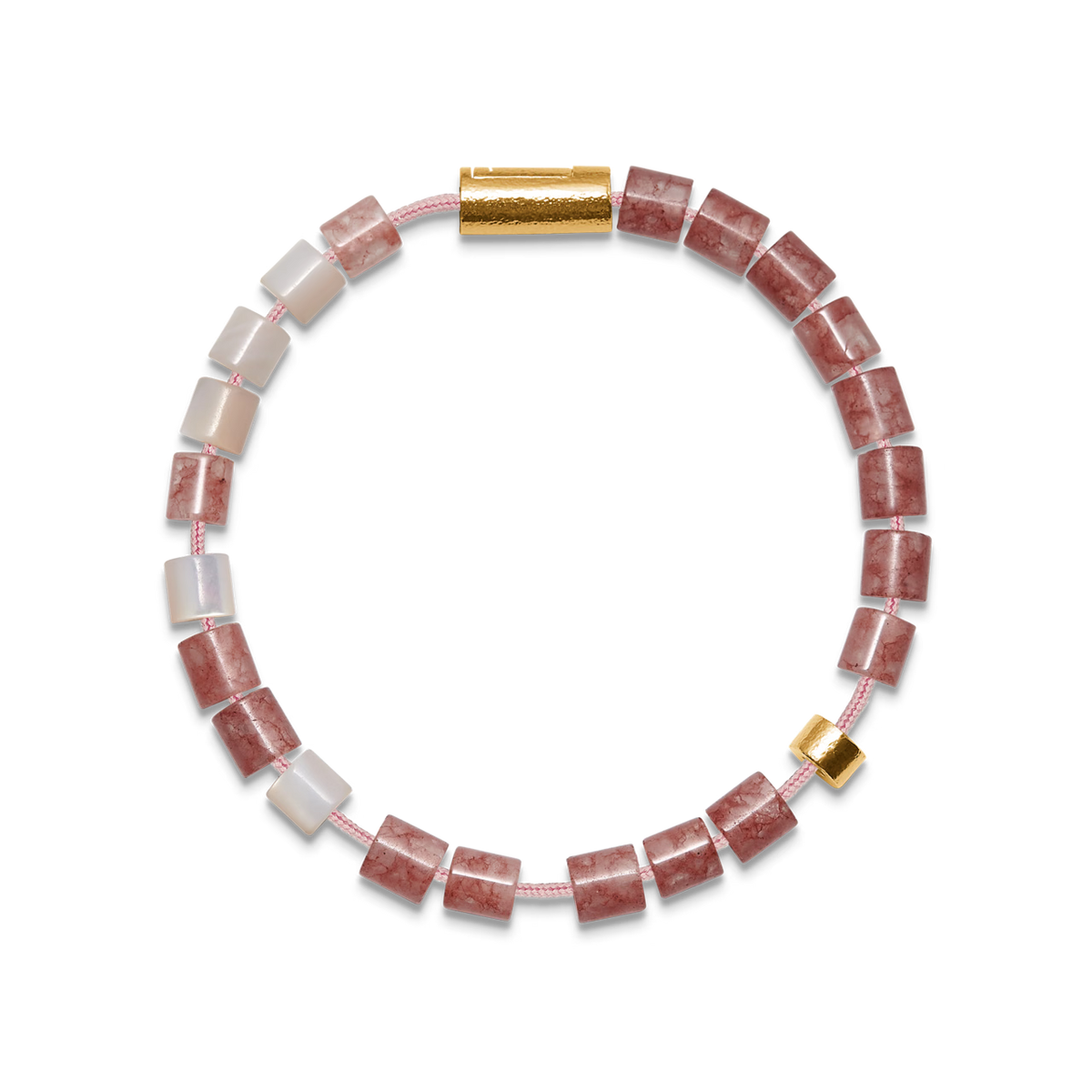 Mads Z Black Sun Cherry Bay Armbånd - Cherry Quartz & Perlemor