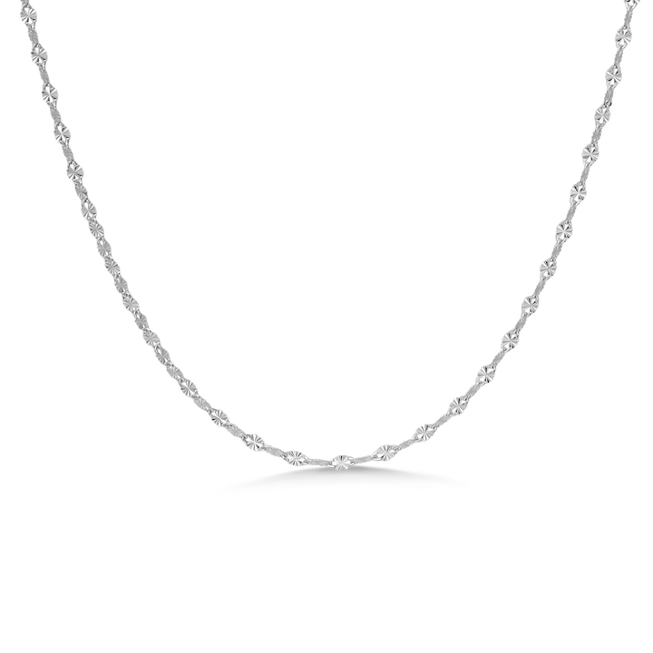 Facetteret Kæde Sølv 50 cm, elegant halskæde i blankt sølv med fine detaljer, Model 7120450