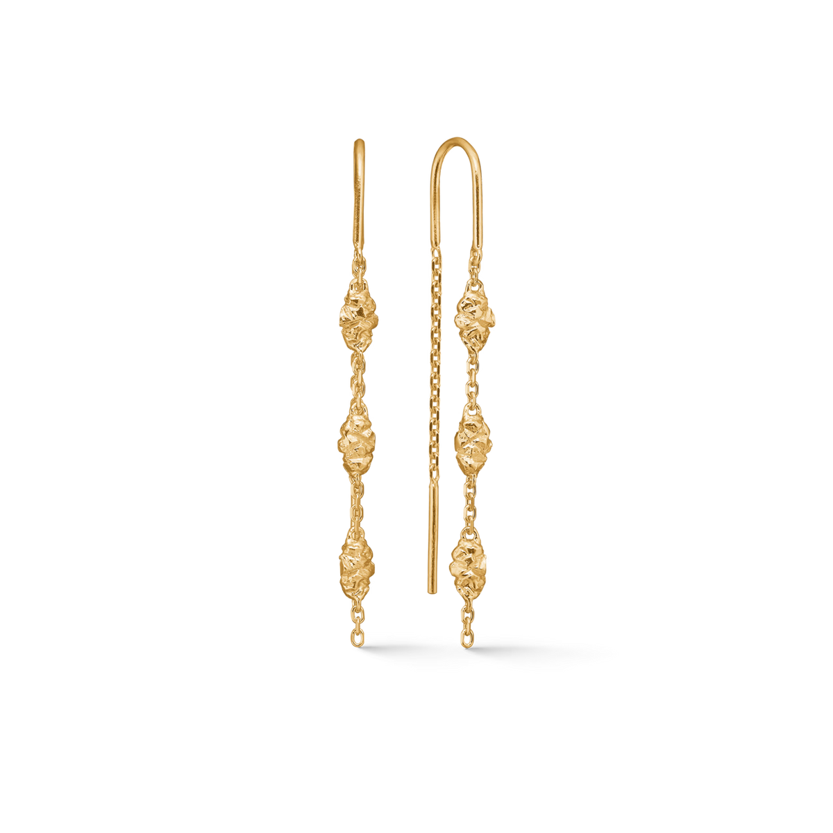 Forest Earrings, elegante kæde øreringe i mat guld med kugledetaljer. Model 7200954