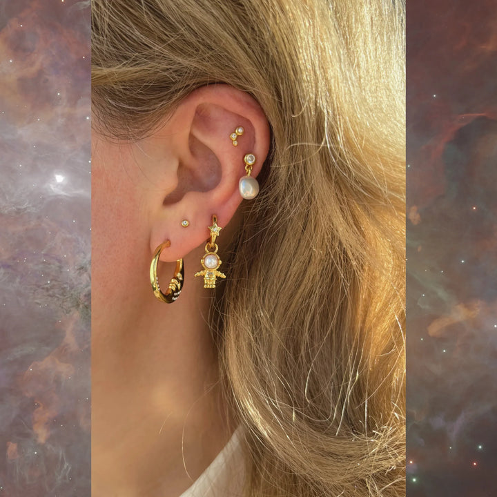 The Earring Shop Trinity Single Ørestik Pearl/White