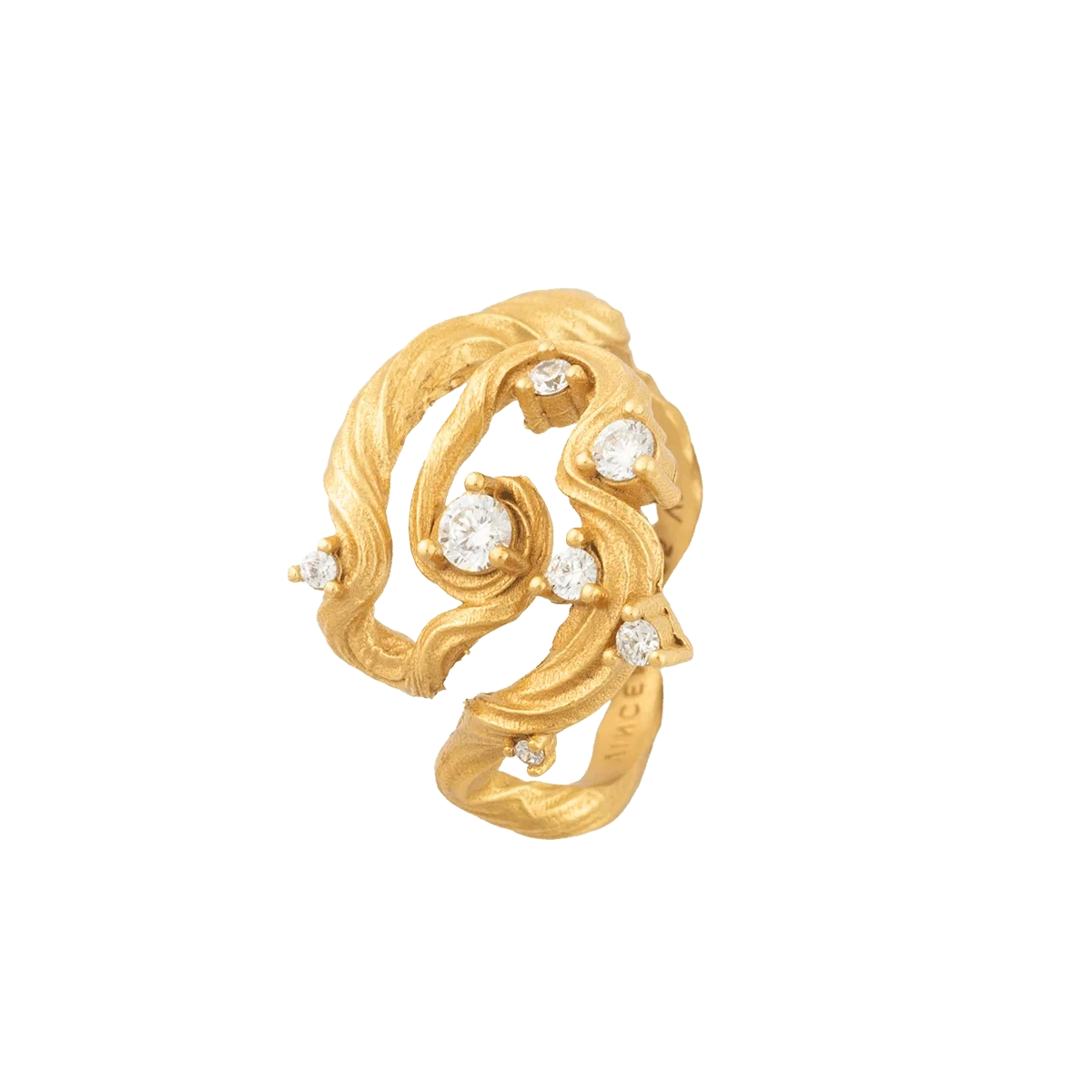 Vincent Aurum Roots Ring Forgyldt m. Hvide Krystaller