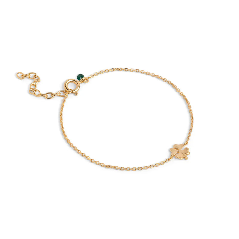 Enamel Four Leaf Clover Armbånd I Forgyldt Sølv
