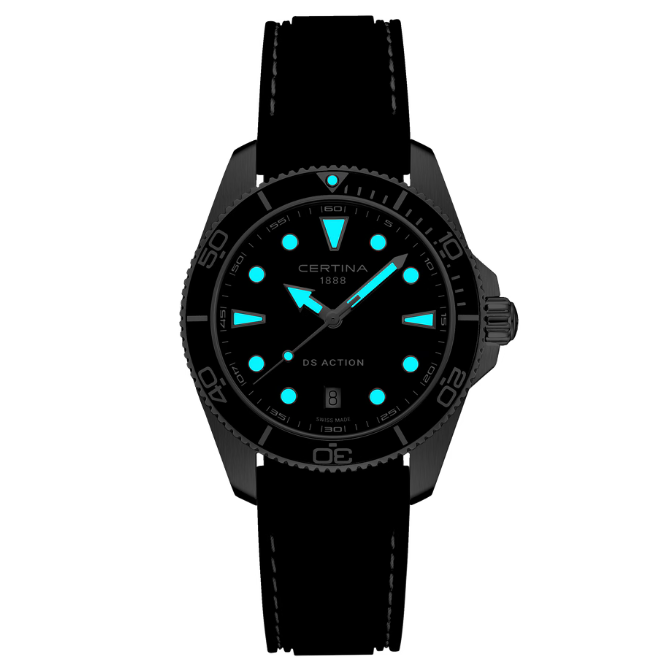Certina DS Action - 40mm Sort Gummirem – produktbillede 3
