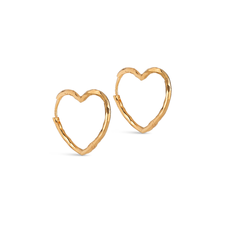 Enamel Organic Heart Medium Hoops I Forgyldt Sølv