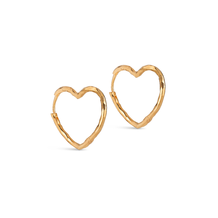 Enamel Organic Heart Medium Hoops I Forgyldt Sølv