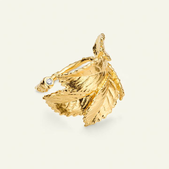 Flora Danica Rosenblad Statement Ring Med Diamant