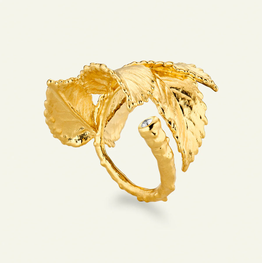 Flora Danica Rosenblad Statement Ring Med Diamant