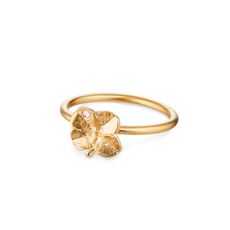 Flora Danica Firkløver Ring 18kt Guld m. Diamant