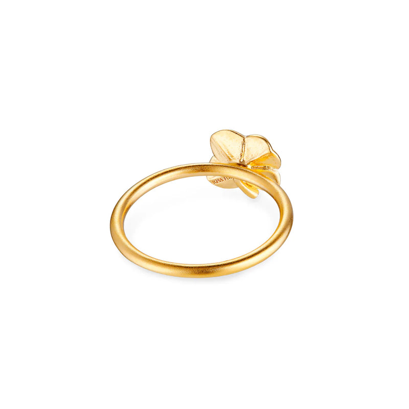 Flora Danica Firkløver Ring Pave Forgyldt