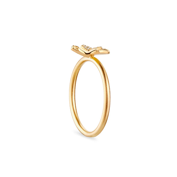 Flora Danica Firkløver Ring Pave Forgyldt