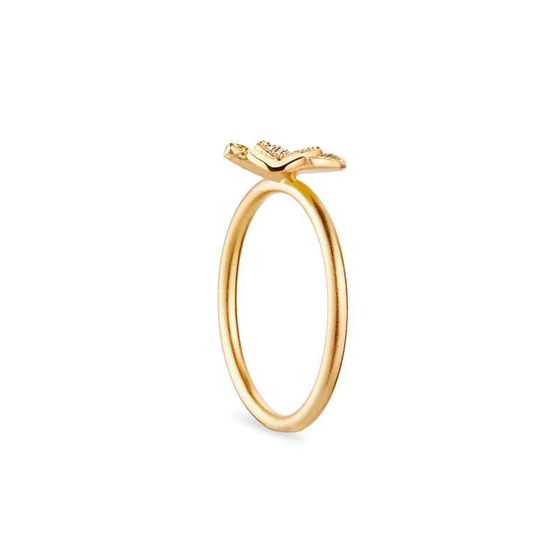Flora Danica Firkløver Ring Pave Forgyldt