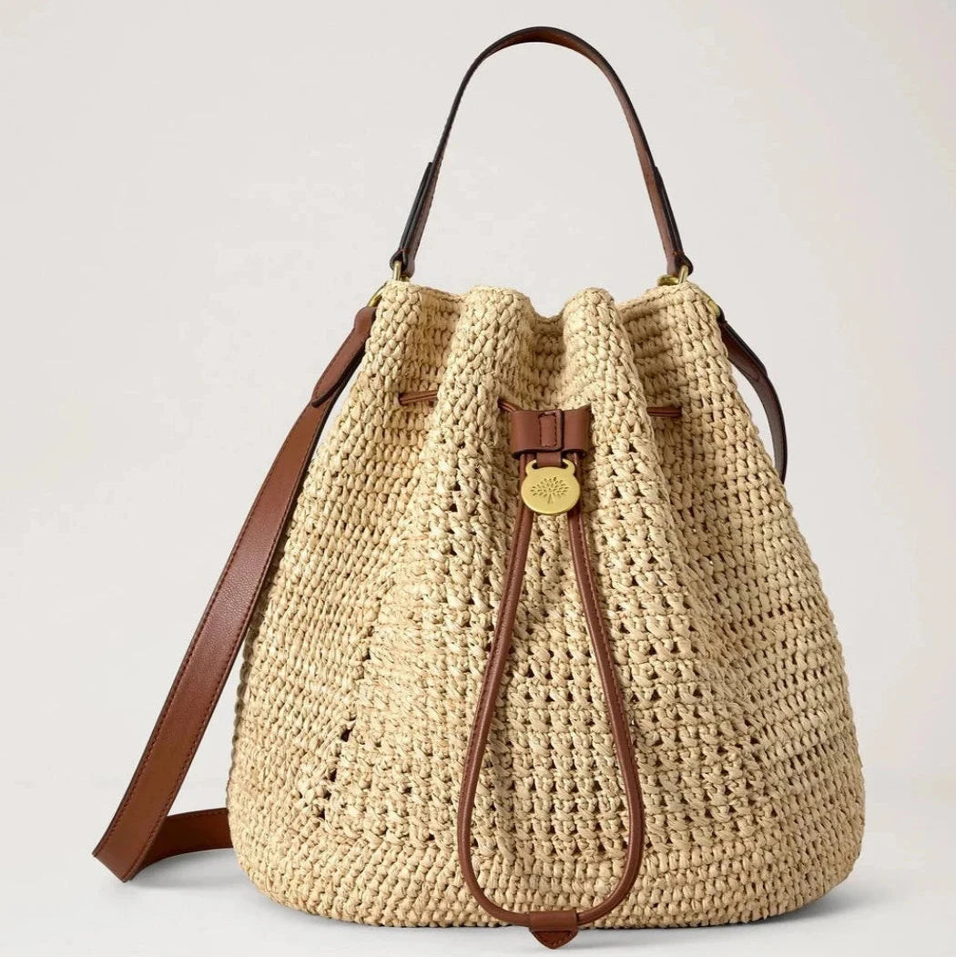 Mulberry Crochet Bucket Natural Crochet Raffia