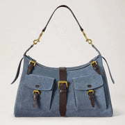 Mulberry Roxanne Shoulder Bag Suede Foggy Grey