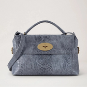 Mulberry Small Stevie Top Handle Foggy Grey Waxed Snake Print