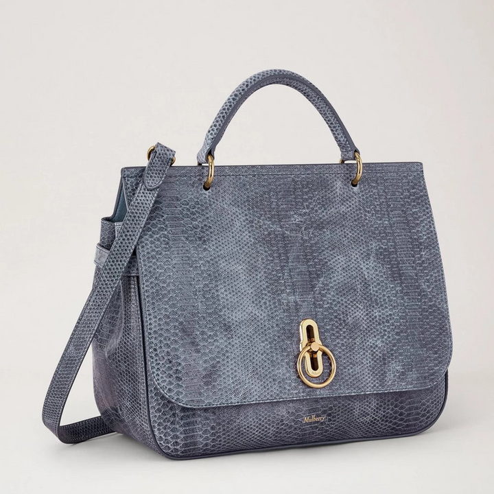 Mulberry Large Amberley Top Handle Foggy Grey Waxed Snake Print – produktbillede 2