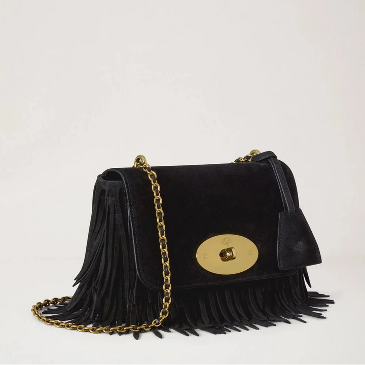 Mulberry Lily Black Suede Fringing