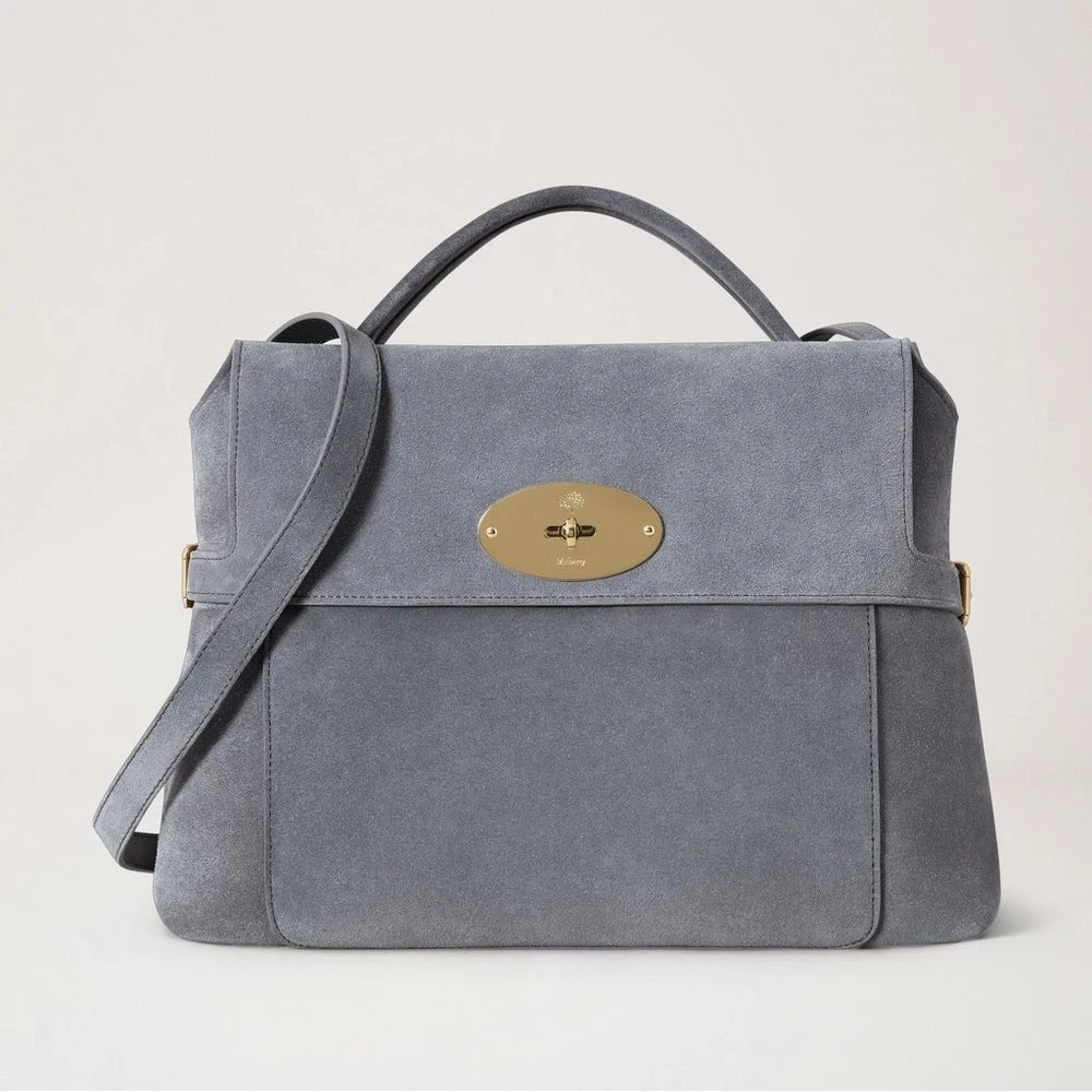 Mulberry Stevie Top Handle Suede Foggy Grey