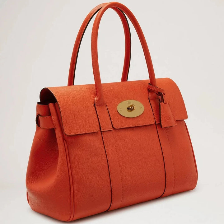 Mulberry Bayswater Coral Orange Small Classic Grain