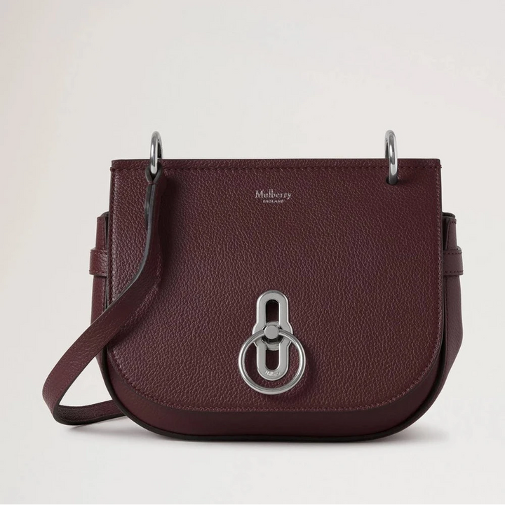 Mulberry Small Amberley Satchel Black Cherry Small Classic Grain