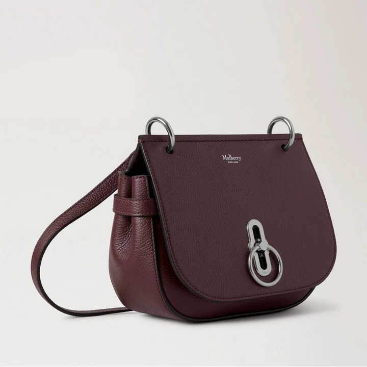Mulberry Small Amberley Satchel Black Cherry Small Classic Grain