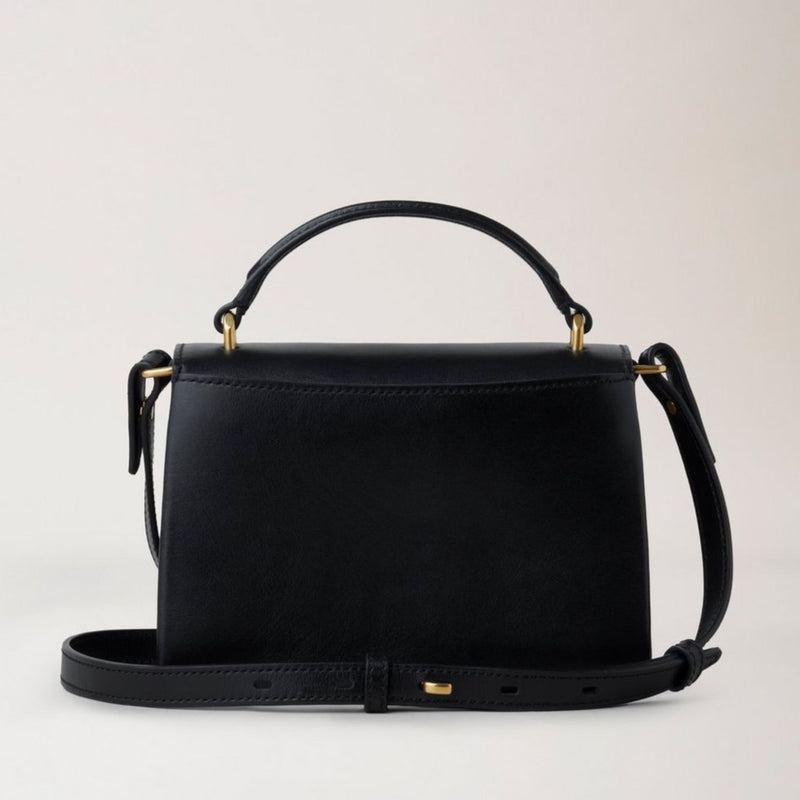 Mulberry Small Lana Top Handle Black High Gloss Leather