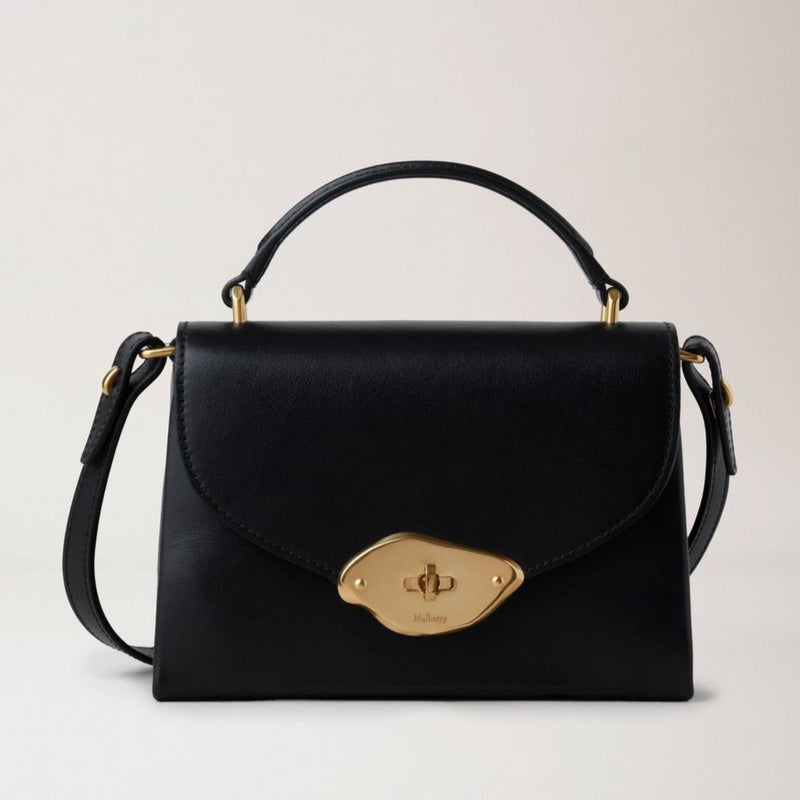 Mulberry Small Lana Top Handle Black High Gloss Leather