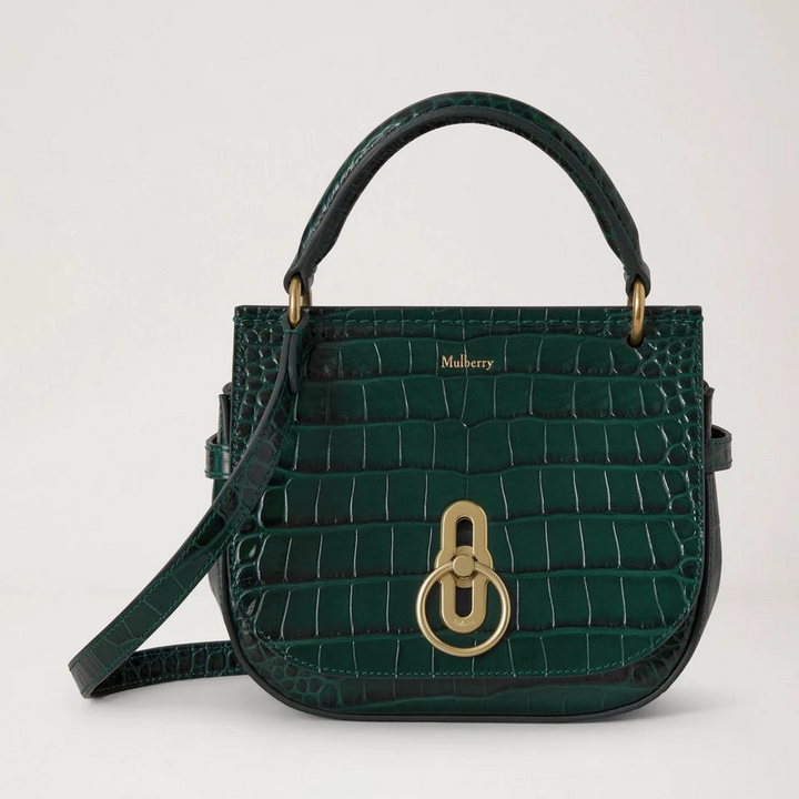 Mulberry Small Amberley Satchel Emerald Shiny Croc – HH9790/807Q180