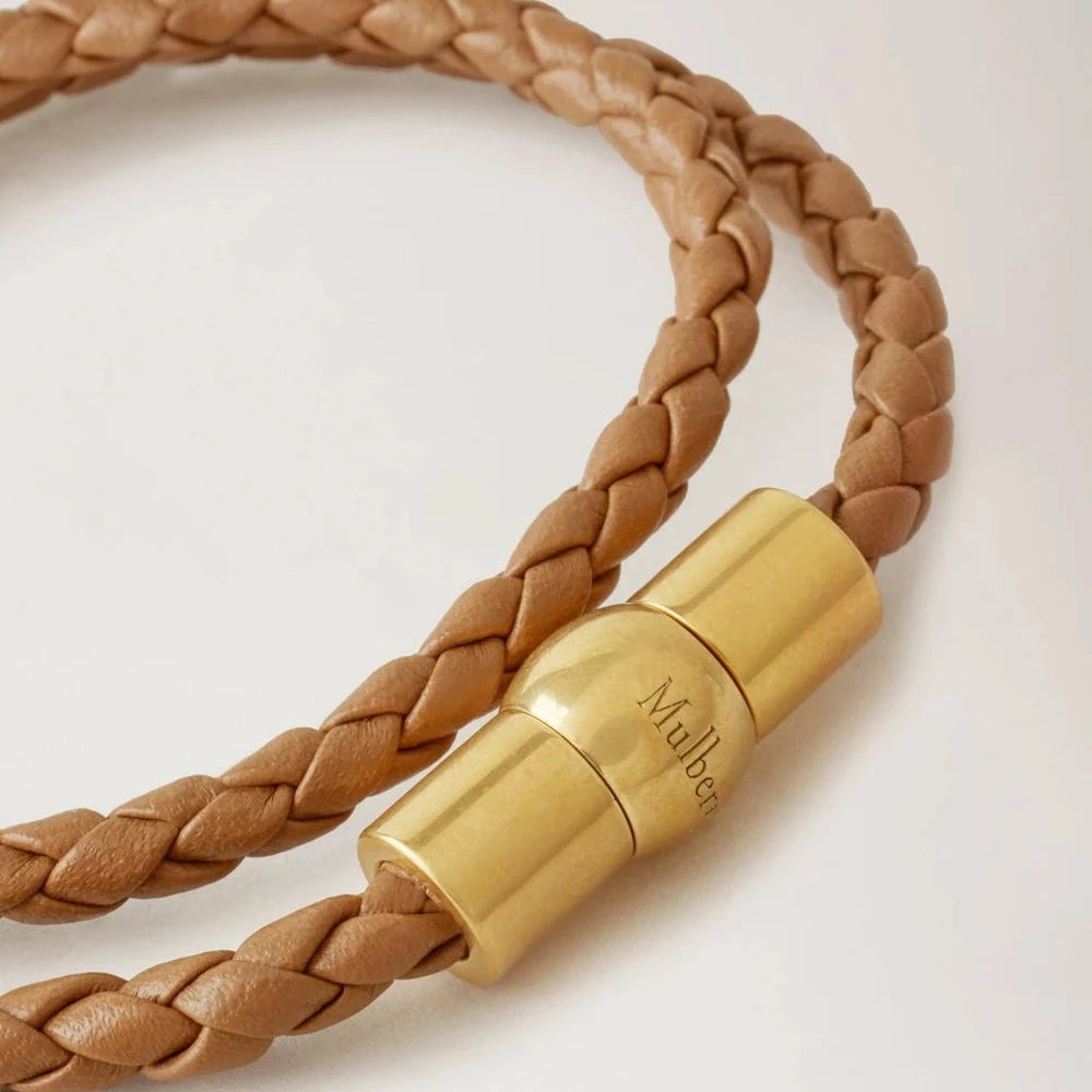 Mulberry Iris Unisex Woven Double Leather Bracelet Teak