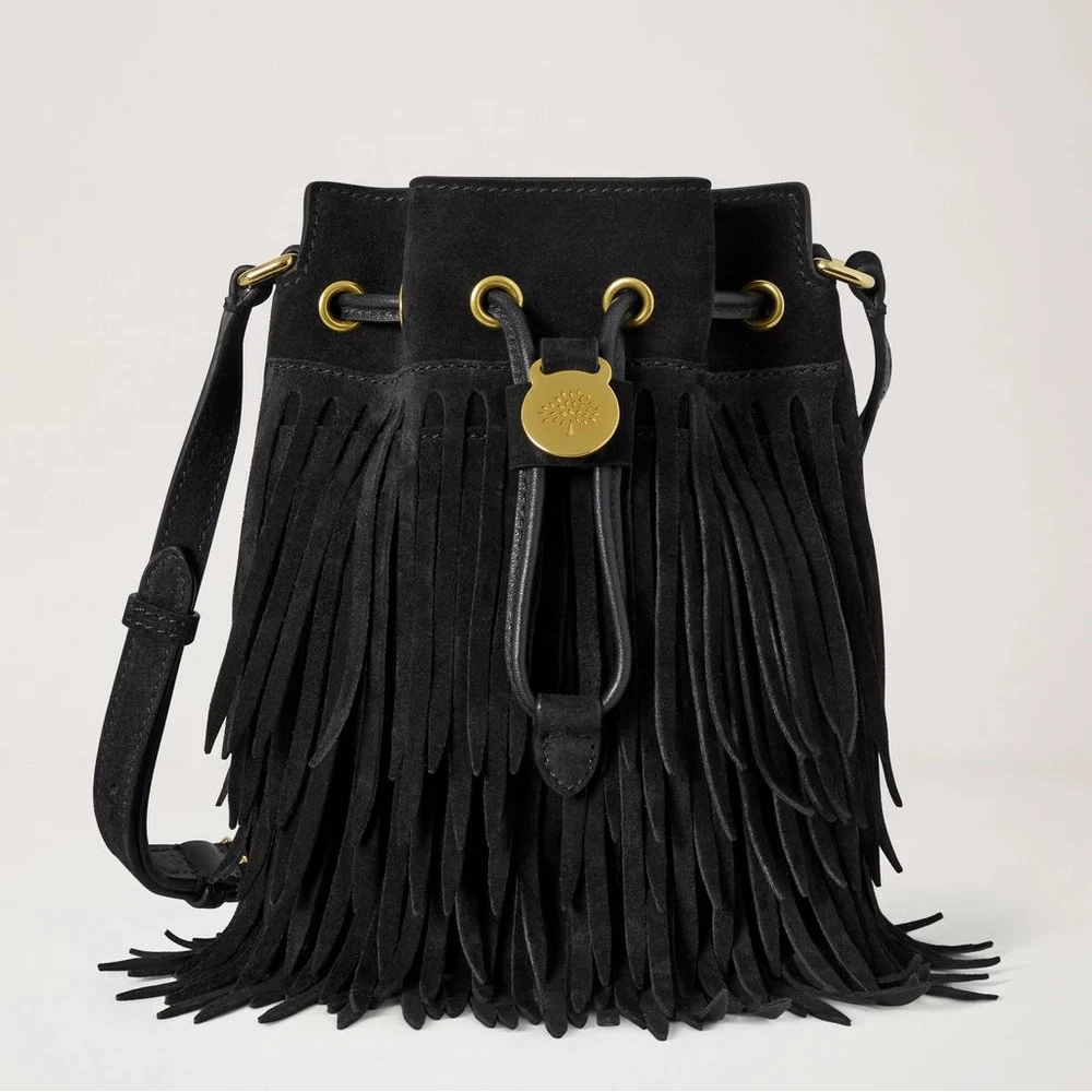 Mulberry Mini Drawstring Bucket Suede Fringing