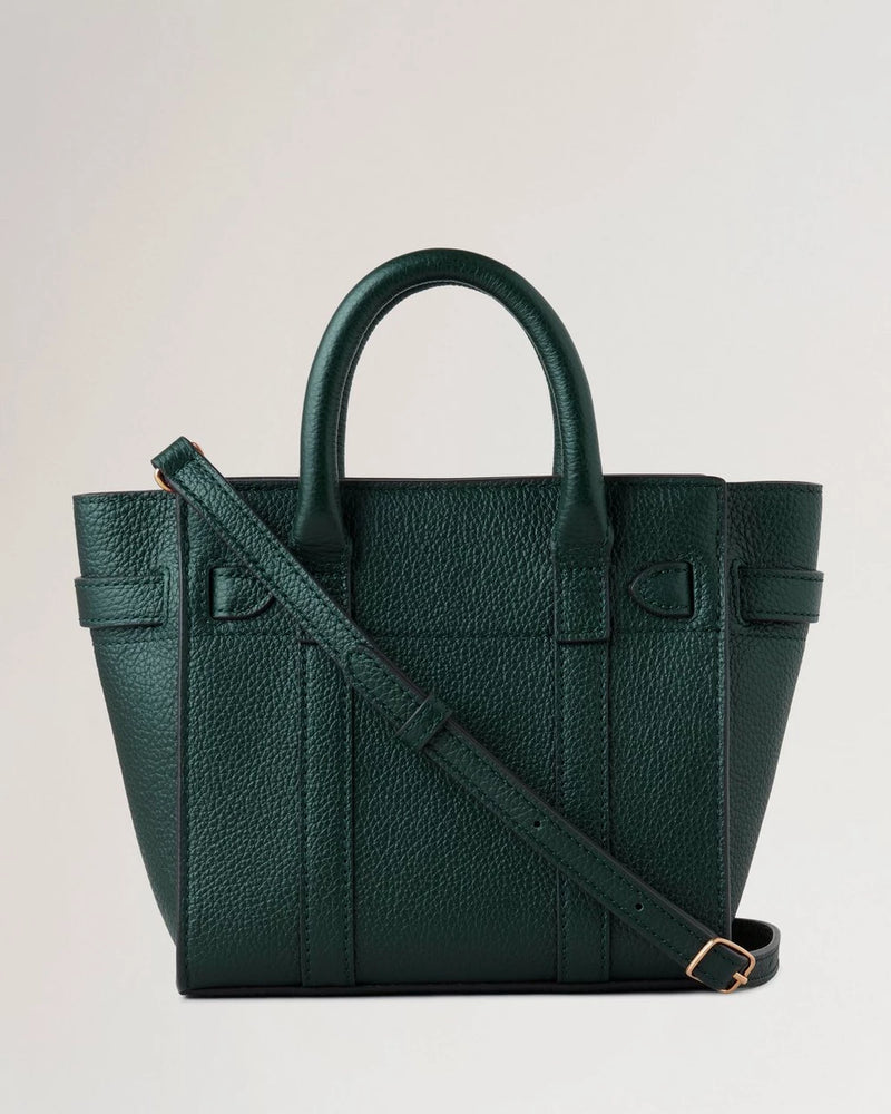 Mulberry MIcro Zipped Bayswater Small Classic Grain Mulberry Green