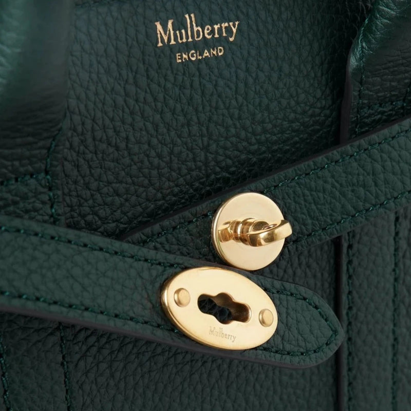 Mulberry MIcro Zipped Bayswater Small Classic Grain Mulberry Green
