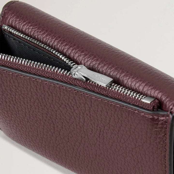 Mulberry Darley Folded Multi-Card Wallet Black Cherry Small Classic Grain