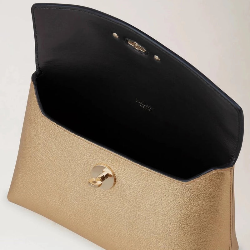 Mulberry Darley Cosmetic Pouch Soft Gold Washed Metallic Buffalo