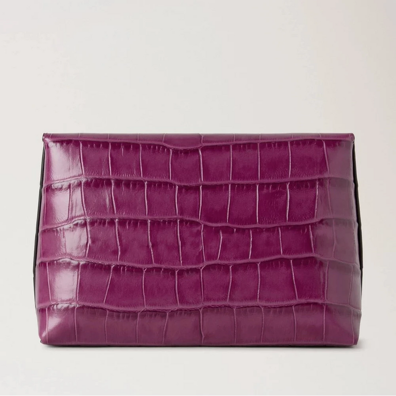 Mulberry Darley Cosmetic Pouch Orchid Bloom Shiny Small Croc